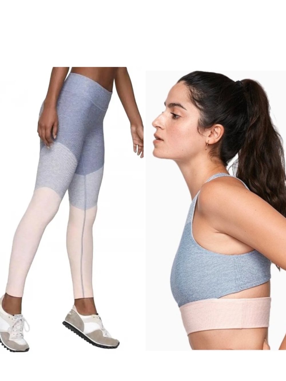 Outdoor Voices Matching Workout Set Size Small Pink Blue Crop Top 7/8 Leggings